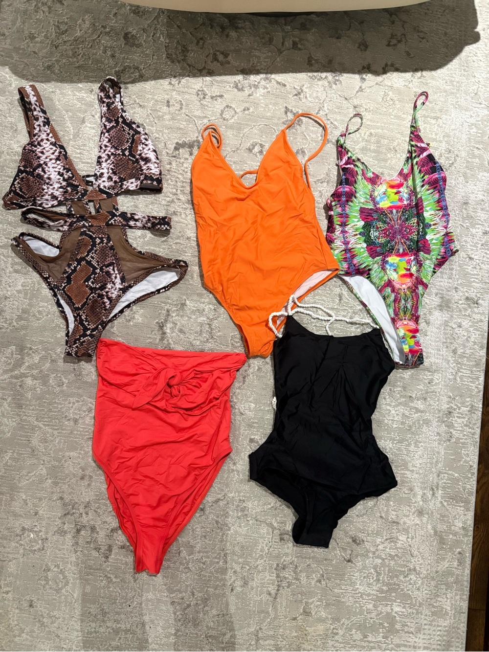 5 One-Piece Swimsuit - Beautiful Colors Swimwear, Size Medium